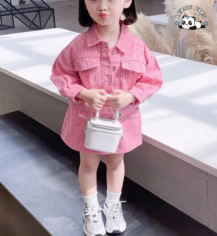 LEZONKIDS - Wholesale Custom Cute Little Girl 2 Piece Kids Denim Sets